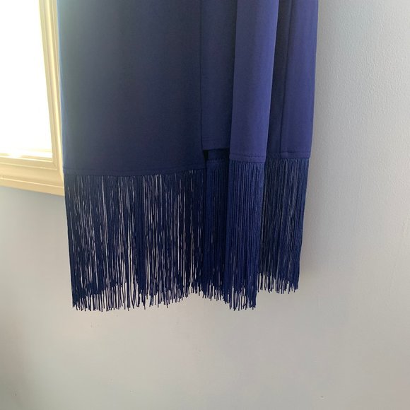 NWT Royal Blue Chicos Fringed-Hem Dress, Size 1 (comparable to small or 4) - Picture 7 of 15